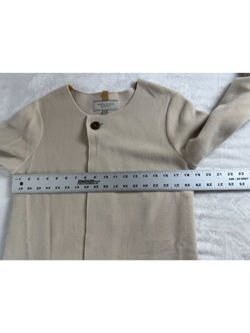 Henriette Steffensen Copenhagen Womens Beige Longline Wrap Cardigan Jacket Small - Picture 8 of 12